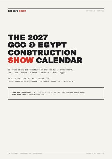 Cover of the 2027 GCC & Egypt construction show calendar